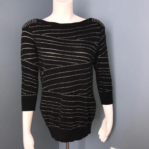 Armani Exchange Black Metallic Striped Sweater med - Picture 6 of 7